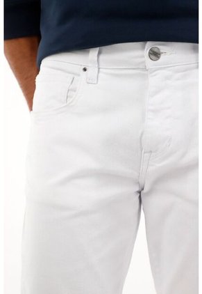 Tennis Jean Recto Cinco Bolsillos Blanco Para Hombre