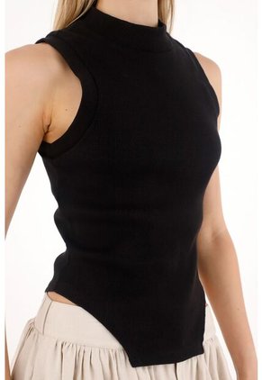 Tennis Camiseta Manga Sisa Negra Para Mujer