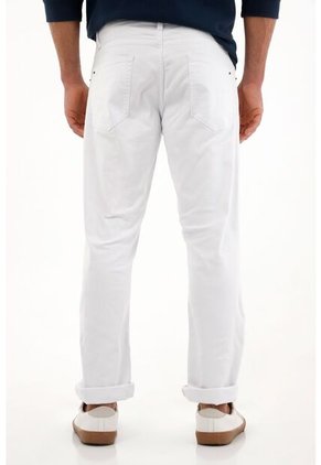 Tennis Jean Recto Cinco Bolsillos Blanco Para Hombre