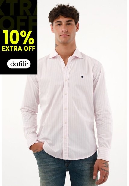 Camisa Rosada A Rayas Para Hombre