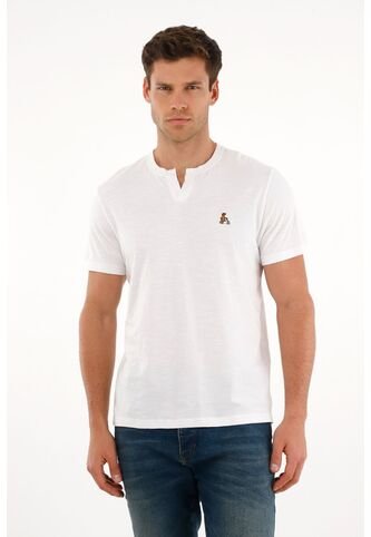 Tennis Camiseta Blanca Con Abertura En V Para Hombre Tennis