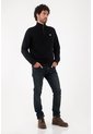 Tennis Buzo Para Hombre De Algodón Negro Regular Fit Con Cuello Alto Y Media Cremallera de Tennis