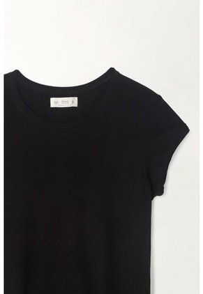 Tennis Camiseta Cuello Redondo Negra Para Mujer