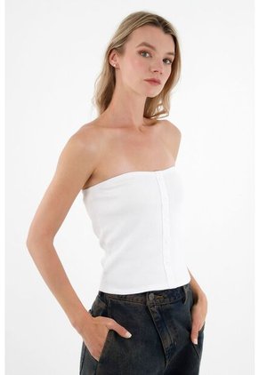 Tennis Camiseta Strapless Blanca Para Mujer