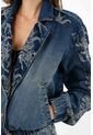 Tennis Chaqueta Bomber Fit Relajado Con Bordado Floral En Algodón Azul índigo Para Mujer de Tennis