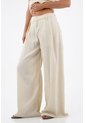 Tennis Pantalón Para Mujer De Poliéster Beige Wide Leg Con Textura Arrugada de Tennis