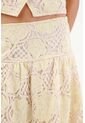 Tennis Falda Larga Evasé Con Encaje Crochet Floral De Algodón Marfil Para Mujer de Tennis