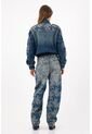Tennis Chaqueta Bomber Fit Relajado Con Bordado Floral En Algodón Azul índigo Para Mujer de Tennis