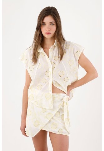 Tennis Camisa Sin Mangas Relajadas Con Bordado Floral Blanco Para Mujer Tennis
