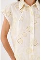 Tennis Camisa Sin Mangas Relajadas Con Bordado Floral Blanco Para Mujer de Tennis