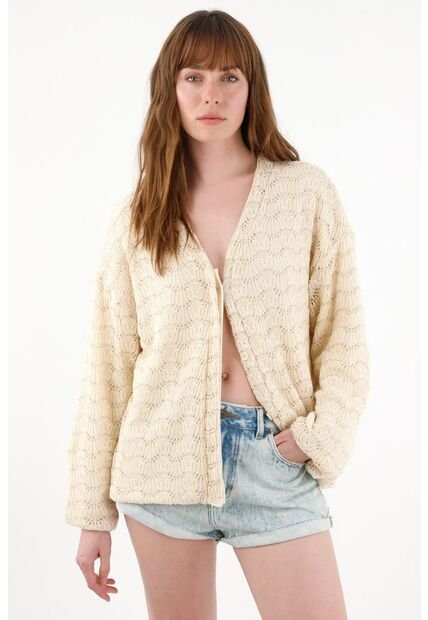 Tennis Buzo Amplio Tejido Con Brillos Crudo Para Mujer