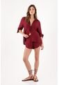 Tennis Camisa Relaxed Fit Con Textura Arrugada En Lyocell Vino Para Mujer de Tennis
