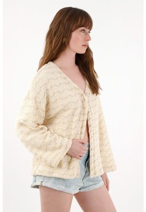 Tennis Buzo Amplio Tejido Con Brillos Crudo Para Mujer