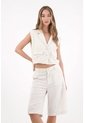 Tennis Bermuda Larga En Tweed Blanca Para Mujer de Tennis