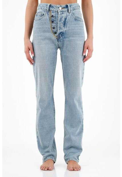 Tennis Jean Con Botones Expuestos Azul Para Mujer