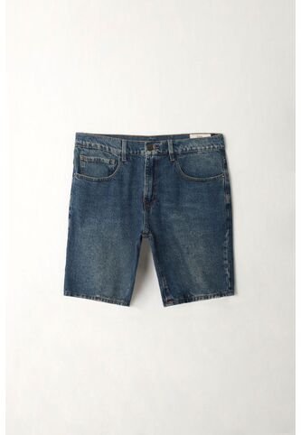 Tennis Bermuda Fit Recto Con Lavado Vintage En Denim De Algodón Azul Medio Para Hombre Tennis