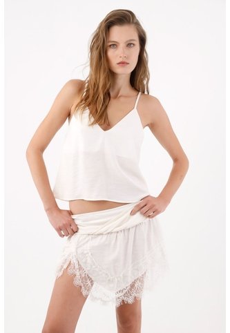 Tennis Falda Corta Con Encaje En La Parte Inferior Blanco Para Mujer Tennis