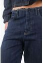Tennis Jean Para Mujer En Denim Azul Oscuro Fit Holgado Con Cintura Desflecada de Tennis