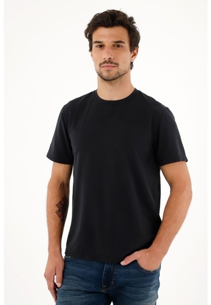 Tennis Camiseta Negra Manga Corta Para Hombre
