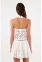 Tennis Top Crop Holgado Con Cuello Halter Cruzado En Encaje Blanco Para Mujer de Tennis