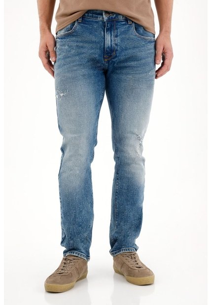 Tennis Jean Nudy Con Desgastes Localizados Azul De Ajuste Relajado Para Hombre