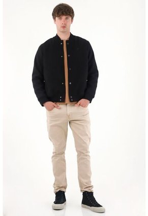 Tennis Chaqueta Bomber Afelpada Negra Para Hombre