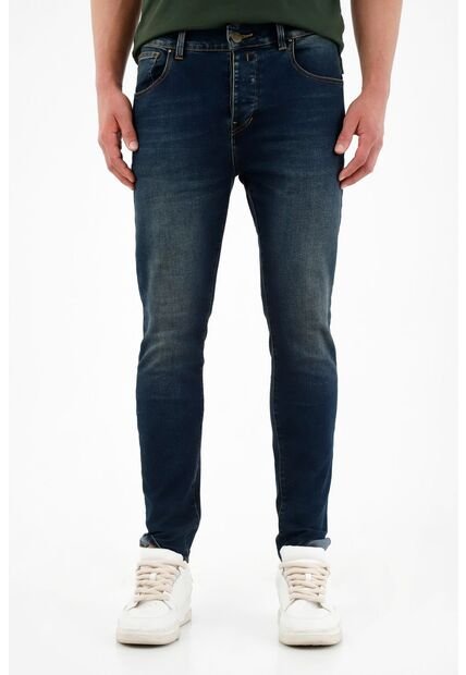 Tennis Jean Azul Super Skinny Con Iluminaciones Para Hombre