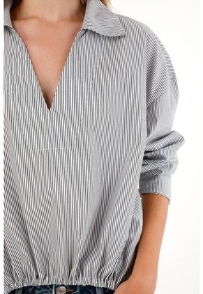 Tennis Camisa De Rayas Con Recogido En Ruedo Para Mujer