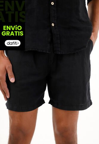 Tennis Bermuda Negra Con Bolsillos En Costados Para Hombre Tennis