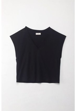 Tennis Camiseta Manga Sisa Negra Para Mujer