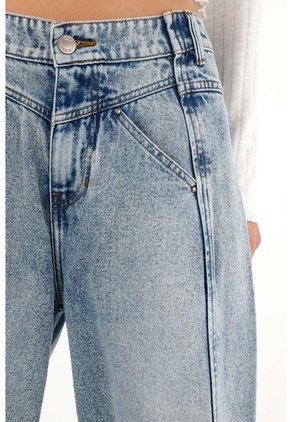 Tennis Jean Wide Leg De Tiro Alto Azul Para Mujer