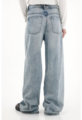 Tennis Jean Wide Leg De Tiro Alto Azul Para Mujer