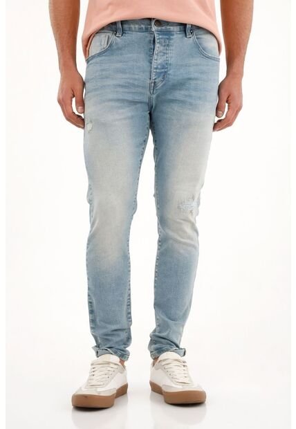 Tennis Jean Azul Súper Skinny Con Rotos Para Hombre