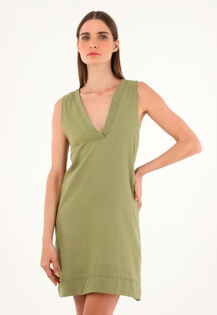 Vestido Verde Corto Silueta Tipo A Para Mujer