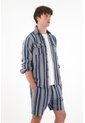 Camisa Manga Larga Con Diseño A Rayas Para Hombre de Tennis