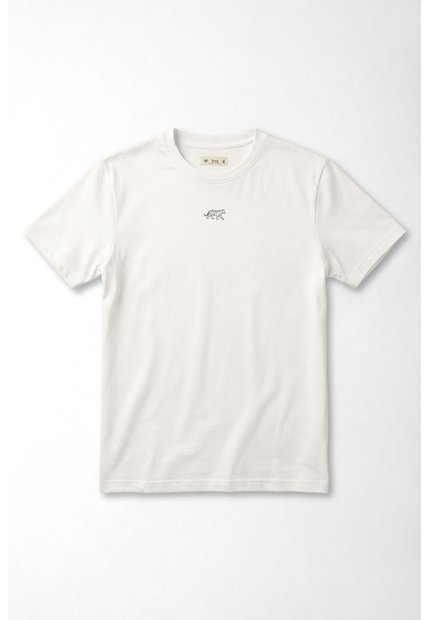 Tennis Camiseta Fit Recto Con Mini Tigre En Algodón Blanco Para Mujer