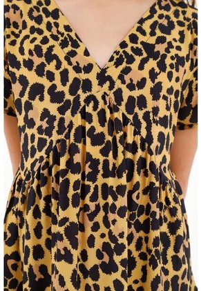 Vestido Corto De Animal Print Para Niña