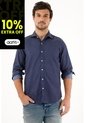 Tennis Camisa Azul Oscura Regular Fit Preteñida Para Hombre de Tennis