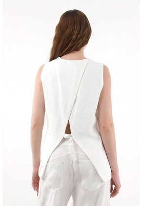 Tennis Chaleco Largo Con Escote En V Crudo Para Mujer