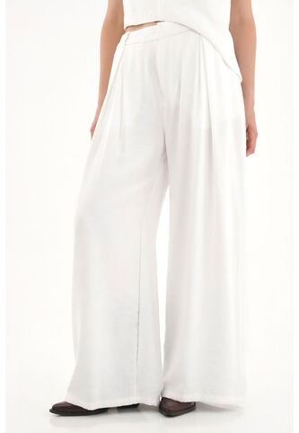 Tennis Pantalón Wide Leg Tipo Sastre Blanco Para Mujer Tennis