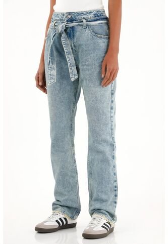 Tennis Jean Recto Tono Medio Con Cinturón Para Mujer Tennis