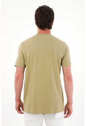 Camiseta Básica Con Mini Print Verde Para Hombre