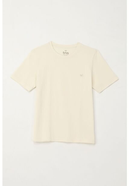 Camiseta Básica Con Raqueta Bordada Crudo Para Niño