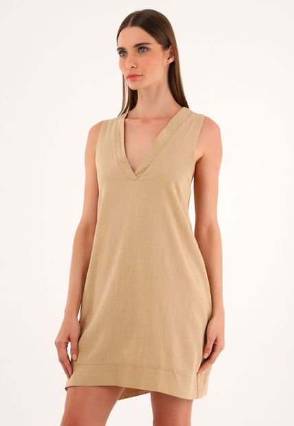 Vestido Crudo Corto Silueta Tipo A Para Mujer
