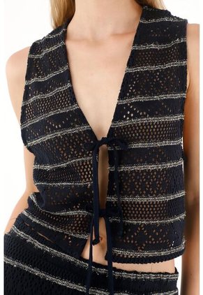 Tennis Chaleco Tejido Con Diseño A Rayas Para Mujer