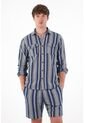 Camisa Manga Larga Con Diseño A Rayas Para Hombre de Tennis