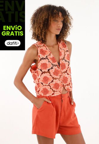 Tennis Bermuda Naranja De Tela Fluida Para Mujer Tennis