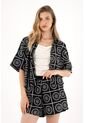 Tennis Camisa En Tela Bordada Negra Para Mujer de Tennis