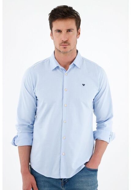Tennis Camisa Azul Manga Larga Para Hombre