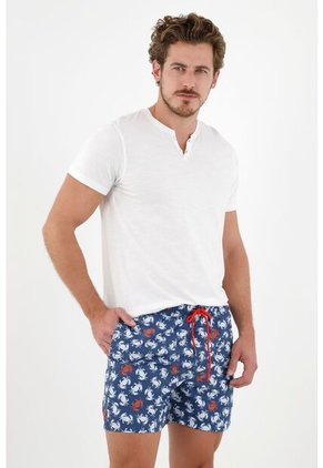 Pantaloneta De Baño Azul Estampada Para Hombre
